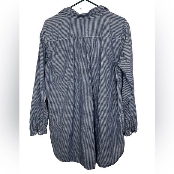 CP Shades Blue/White Striped Teton Lagenlook Tunic Top Size Medium **Flawed** - Picture 2 of 16